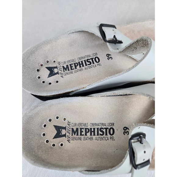 Mephisto Air-Relax White Leather Cork Footbed Slide Sandals Womens 39 France - Picture 4 of 11